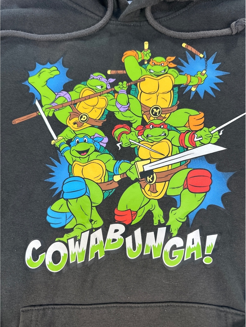 Old Navy Men Hoodie Teenage Mutant Ninja Turtles Graphic Medium Black Fleece